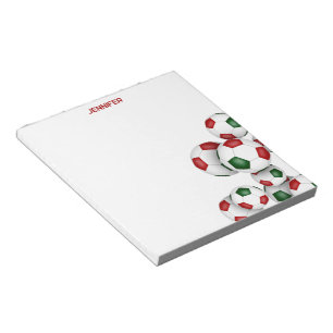 Rode groene voetballen accent aangepaste naam notitieblok