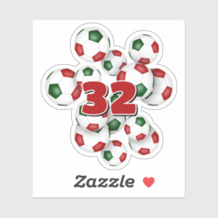 rode groene voetbalstickers met shirt nummer sticker