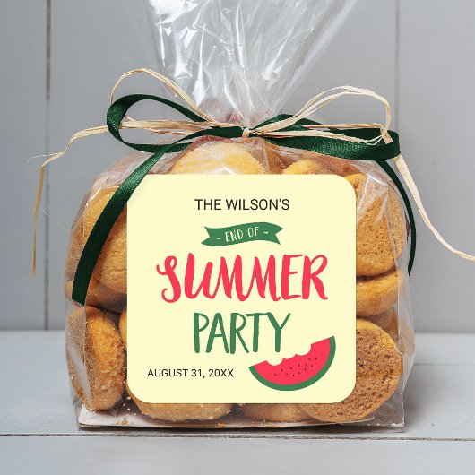 Rode groene watermeloen Einde zomerfeest Vierkante Sticker