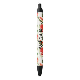 Rode Groene Watermeloen Harten  Zwarte Inkt Pen