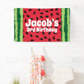 Rode Groene Watermeloen Verjaardagsfeestje Spandoek (Insitu)