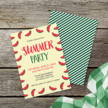 Rode Groene Watermeloen Zomerfeest Uitnodiging
