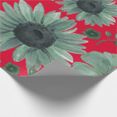 Rode groene Waterverf Bloemen Cadeaupapier (Hoek)