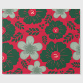 Rode groene Waterverf Bloemen Cadeaupapier (Vlak)
