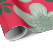 Rode groene Waterverf Bloemen Cadeaupapier (Rol Hoek)