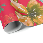 Rode groene Waterverf Bloemen Cadeaupapier (Rol Hoek)