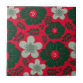 Rode groene Waterverf Bloemen Tegeltje (Voorkant)