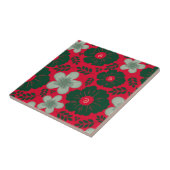 Rode groene Waterverf Bloemen Tegeltje (Zijkant)