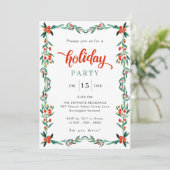 Rode Groene Waterverf Chique Kerstmis Feest Kaart (Staand voorkant)