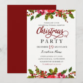 Rode groene Waterverf Holly Leaf kerstfeest Kaart (Voorkant / Achterkant)