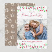 Rode Groene Waterverf Kerstmis String Lights Foto Feestdagenkaart (Voorkant / Achterkant)