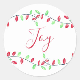 Rode Groene Waterverf Kerstverlichting Vreugde Vak Ronde Sticker