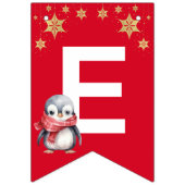 Rode Groene waterverf Pinguïn Vrolijk Kerstfeest Vlaggetjes (Tweede vlag)