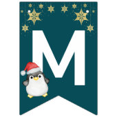Rode Groene waterverf Pinguïn Vrolijk Kerstfeest Vlaggetjes (Eerste vlag)
