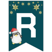 Rode Groene waterverf Pinguïn Vrolijk Kerstfeest Vlaggetjes (Derde vlag)