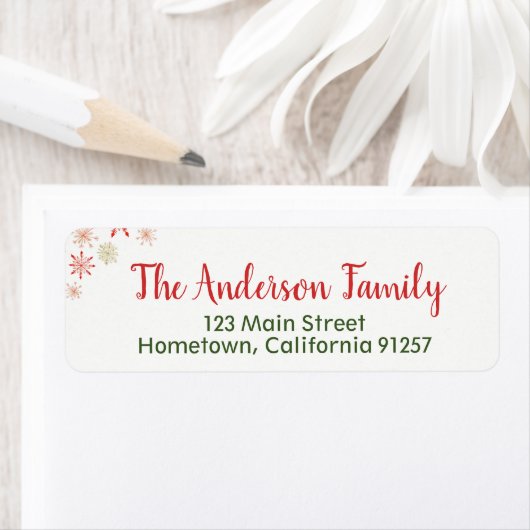 Rode Groene Waterverf Sneeuwvlok Adresetiketten Etiket (Insitu)