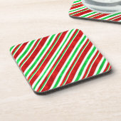 Rode groene Waterverf snoeprietstrepen 2 Bier Onderzetter (Linkerzijde)
