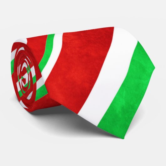Rode groene Waterverf snoeprietstrepen 2 Stropdas (Opgerold)