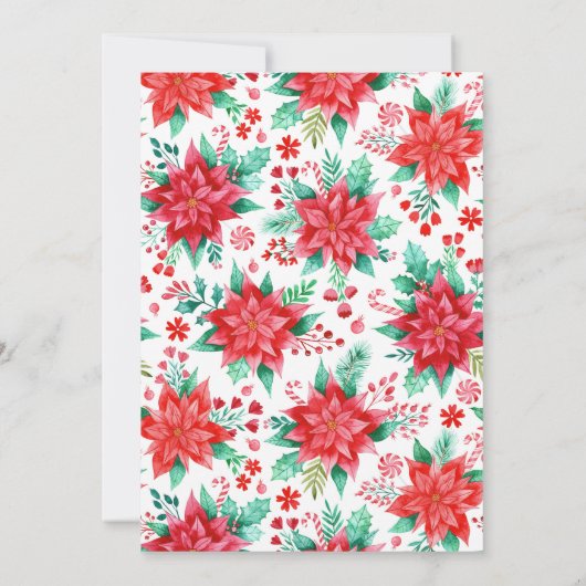 Rode & Groene Waterverf Vogel Bloemen Kerstfeest Kaart (Achterkant)