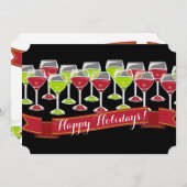 Rode groene wijnglazen Kerst vakantie kaart (Voorkant / Achterkant)