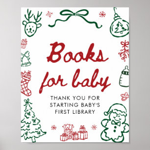 Rode Groene Winter Baby Shower Boeken voor Baby Sp Poster