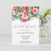 Rode groene winterflorale waterverf vrijgezellenfe kaart (Staand voorkant)