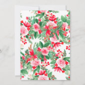 Rode groene winterflorale waterverf vrijgezellenfe kaart (Achterkant)