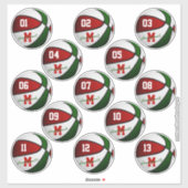 rode groene witte basketbal op maat 13 spelers sticker (Vel)