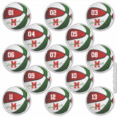 rode groene witte basketbal op maat 13 spelers sticker (Voorkant)