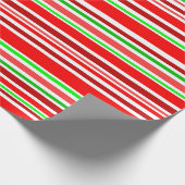 Rode groene witte kerstsnoeprietstijlstrepen cadeaupapier (Hoek)