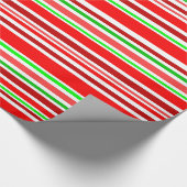 Rode groene witte kerstsnoeprietstijlstrepen cadeaupapier (Hoek)