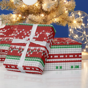 Rode, groene, witte lelijke kersttrui cadeaupapier