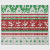 Rode, groene, witte lelijke kersttrui cadeaupapier (Vlak)