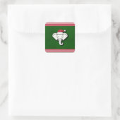 Rode & Groene Witte Olifant Cadeau Kerstfeest Vierkante Sticker (Tas)