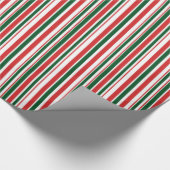 Rode groene witte strepen cadeaupapier (Hoek)