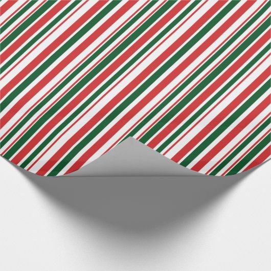 Rode groene witte strepen cadeaupapier (Hoek)
