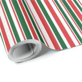 Rode groene witte strepen cadeaupapier (Rol Hoek)