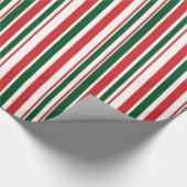 Rode groene witte strepen cadeaupapier (Hoek)