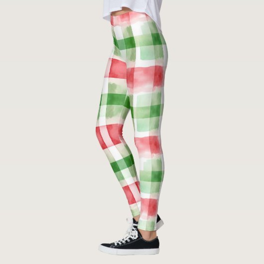 Rode Groene Witte Strepen Leggings (Links)