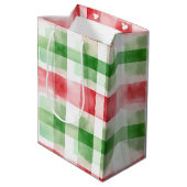Rode Groene Witte Strepen Verjaardag Medium Cadeauzakje (Achterkant Gekanteld)
