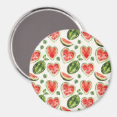 Rode Groene Witte Watermeloenen Harten Magneet (Voorkant / Achterkant)