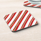 Rode groene witte Waterverf snoeprietstrepen Bier Onderzetter (Linkerzijde)