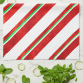 Rode groene witte Waterverf snoeprietstrepen Theedoek (Gevouwen)