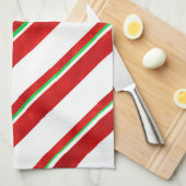 Rode groene witte Waterverf snoeprietstrepen Theedoek (Quarter Fold)