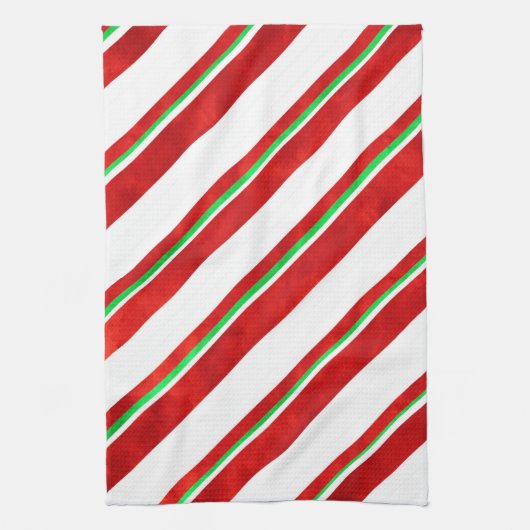 Rode groene witte Waterverf snoeprietstrepen Theedoek (Verticaal)