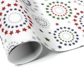 Rode groene zeemacht, grijs en witte sterren cadeaupapier (Rol Hoek)