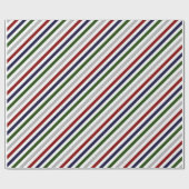 Rode groene zeemacht grijs en witte streping cadeaupapier (Vlak)