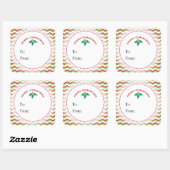 Rode & groene zigzaggen, Kerstcadeautag Vierkante Sticker (Vel)