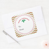 Rode & groene zigzaggen, Kerstcadeautag Vierkante Sticker (Envelop)