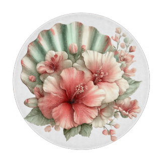 RODE & GROENE ZOMER HIBISCUS BLOEMEN SNIJPLANK